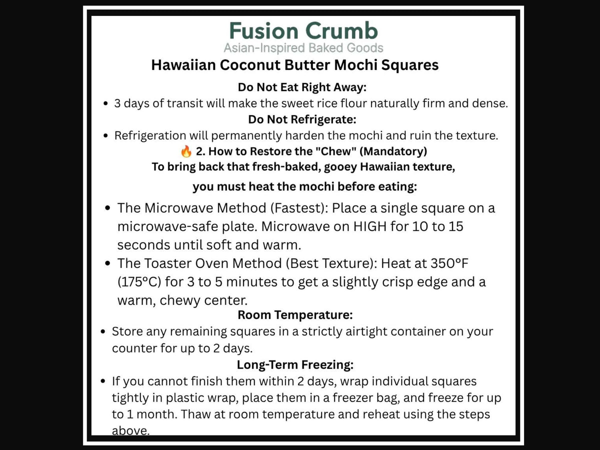 Gluten Free Hawaiian Coconut Butter Mochi - 16 Squares