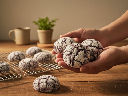 Ube Mochi Crinkle Cookies | Soft Chewy Filipino Purple Yam Dessert