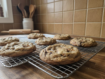 Gourmet Size Salty Peanut Butter Cup Pretzel Cookies, Butterscotch Chocolate Chip Cookies