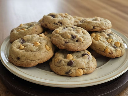 Gourmet Size Salty Peanut Butter Cup Pretzel Cookies, Butterscotch Chocolate Chip Cookies
