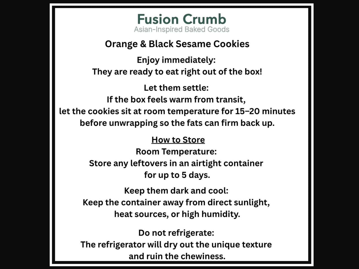 Artisan Orange Black Sesame Cookies | Gourmet Citrus Nutty Dessert