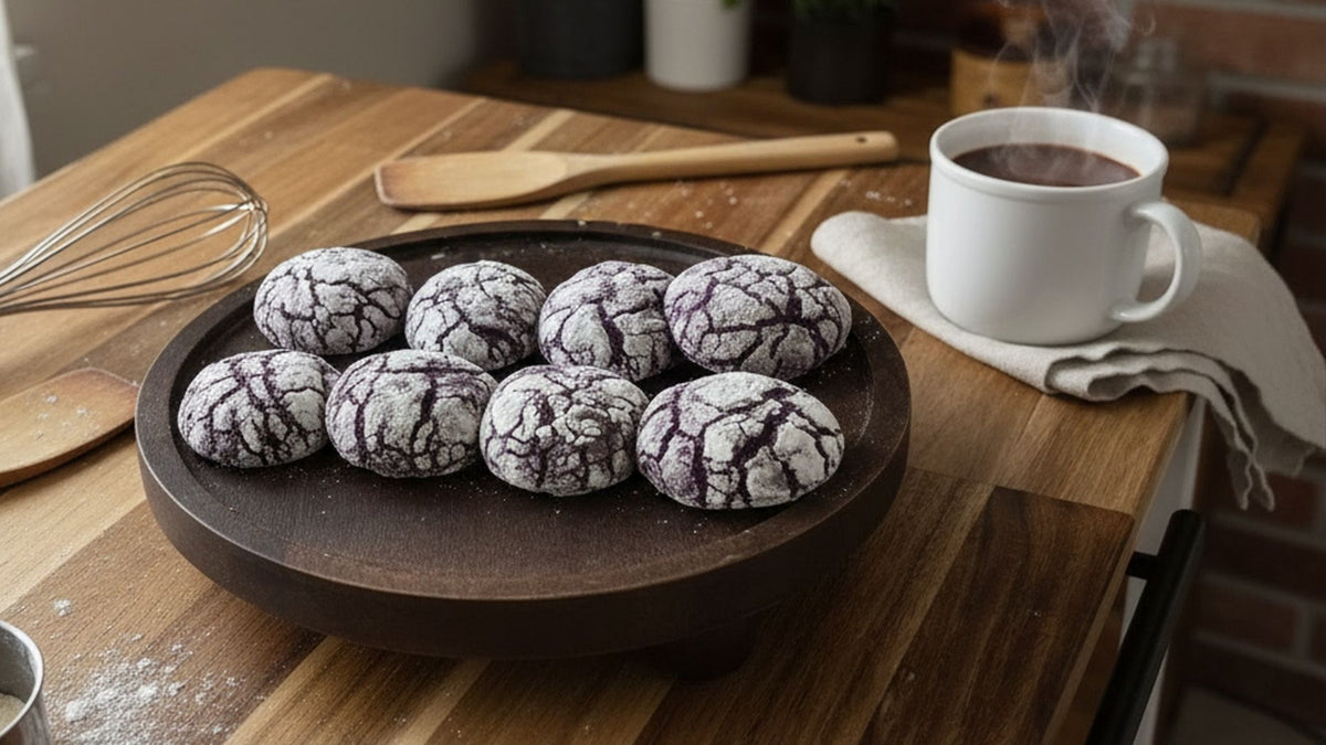 Ube Mochi Crinkle Cookies | Soft Chewy Filipino Purple Yam Dessert