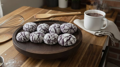 Ube Mochi Crinkle Cookies | Soft Chewy Filipino Purple Yam Dessert